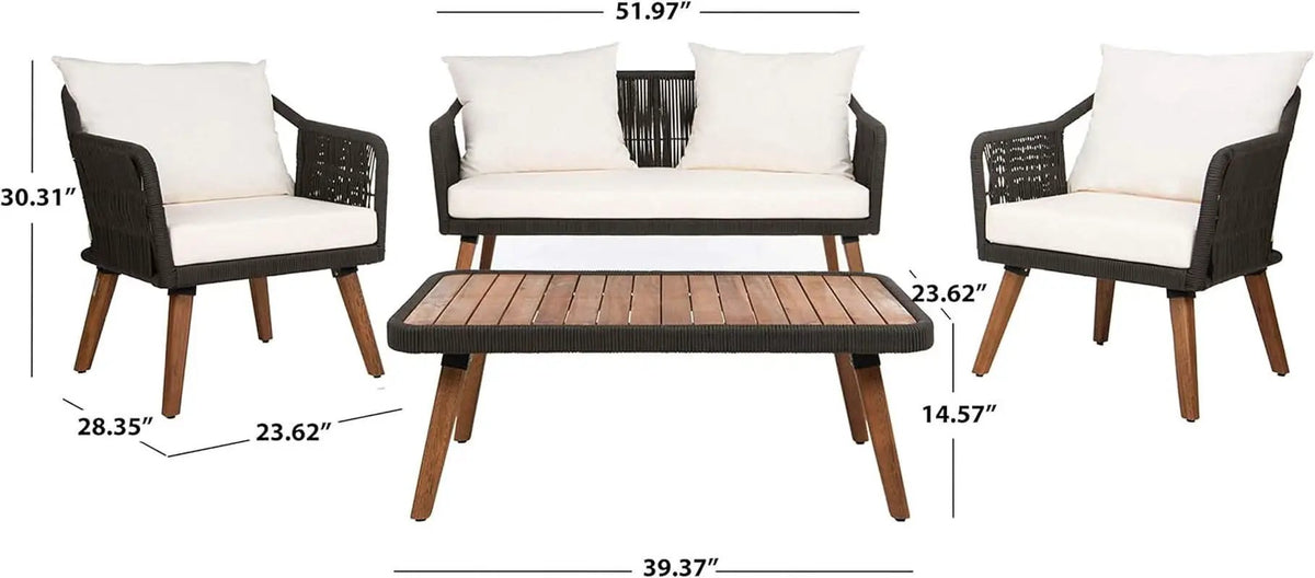 Outdoor Patio 4 Piece Eucalyptus Rope Furniture Set from PriceLows™