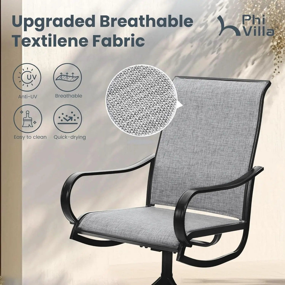 Outdoor Patio Dining Set With Swivel Chairs Gray Textilene from PriceLows™