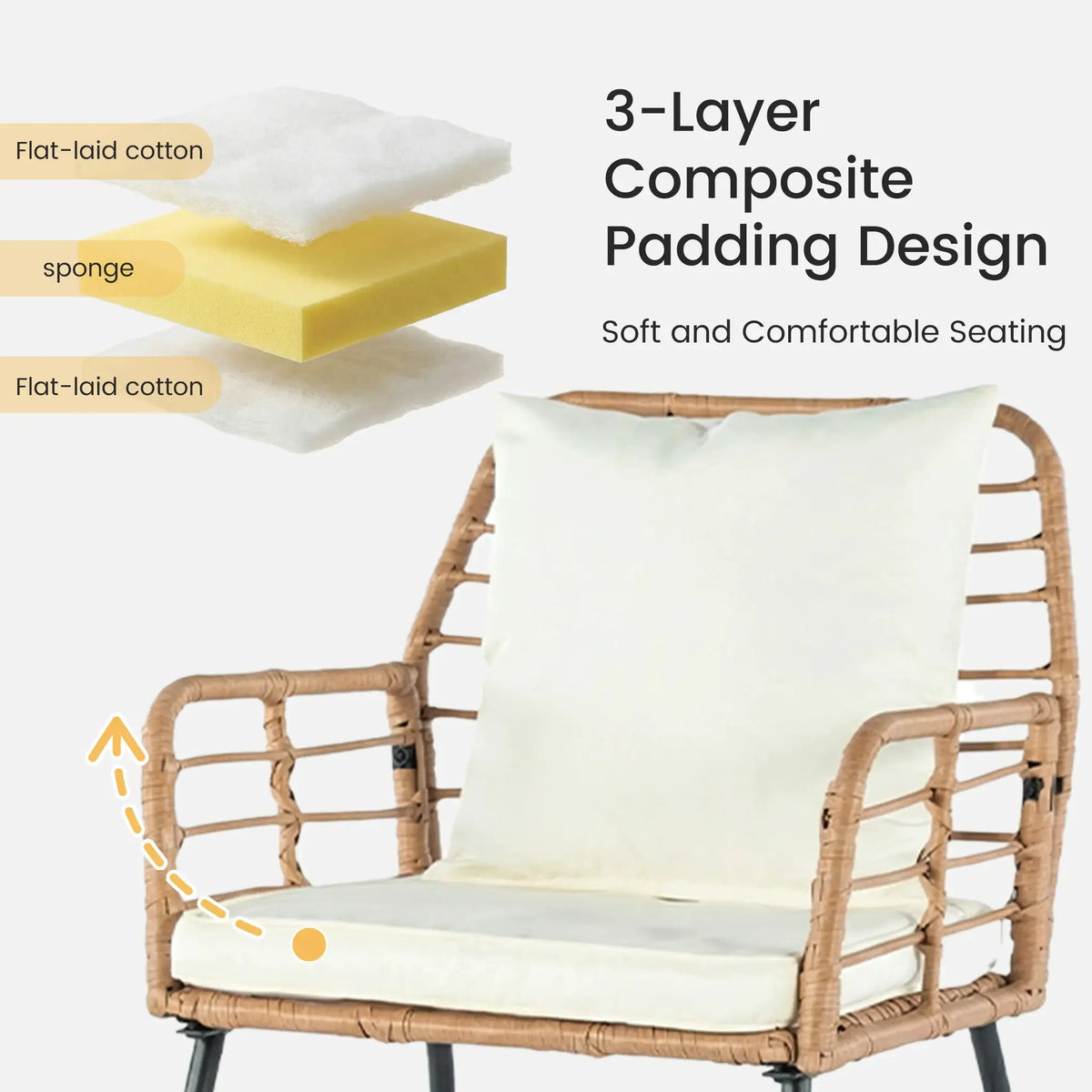 JHK Outdoor Wicker Patio Furniture Set 4 Pieces with Soft Cushion and Glass Table Manual Weaving Patio Chairs For Garden Lawn from PriceLows™