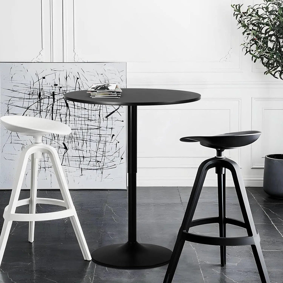 Height Adjustable Round Black Pub Tabletop Outdoor from PriceLows™