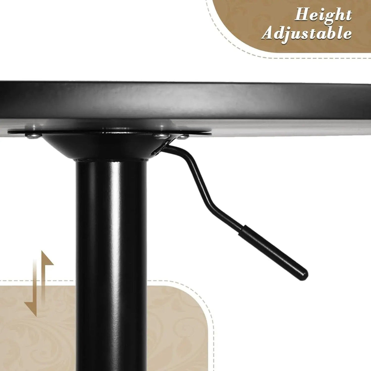 Height Adjustable Round Black Pub Tabletop Outdoor from PriceLows™