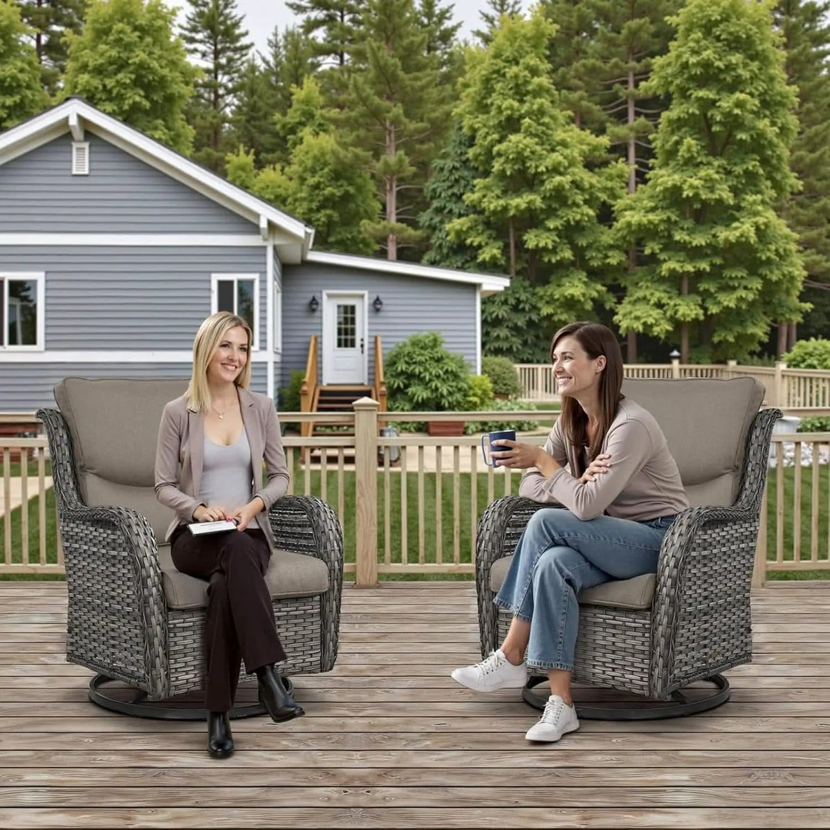 Outdoor Swivel Rocker Patio Chairs Set with Table from PriceLows™
