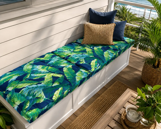 Green Banana Leaf Outdoor Seat Cushion Covers – 2 Pack | Patio Chair Replacement Covers | Fits IKEA Duvholmen