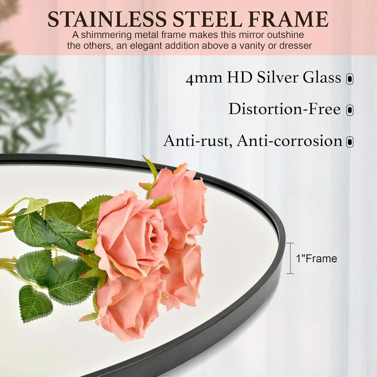 Oval Mirror 20x30 Black Bathroom Vanity Wall Mount from PriceLows™