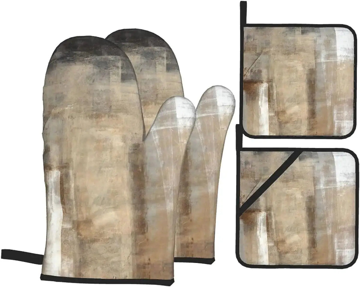 Oven Mitts Set | Abstract Art Blue Grey | PriceLows™