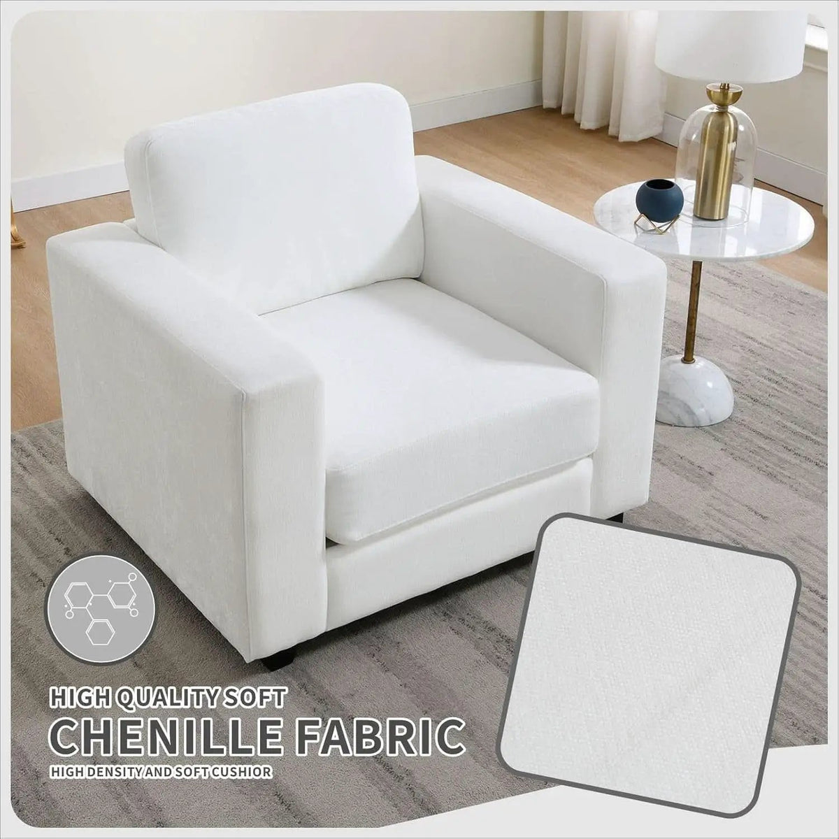 39 Inch Oversized Chenille Upholstered Accent Chair from PriceLows™