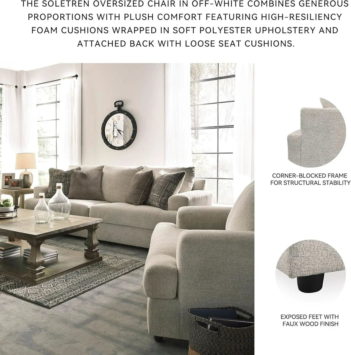 Soletren Contemporary Off White Chenille Upholstered Chair from PriceLows™