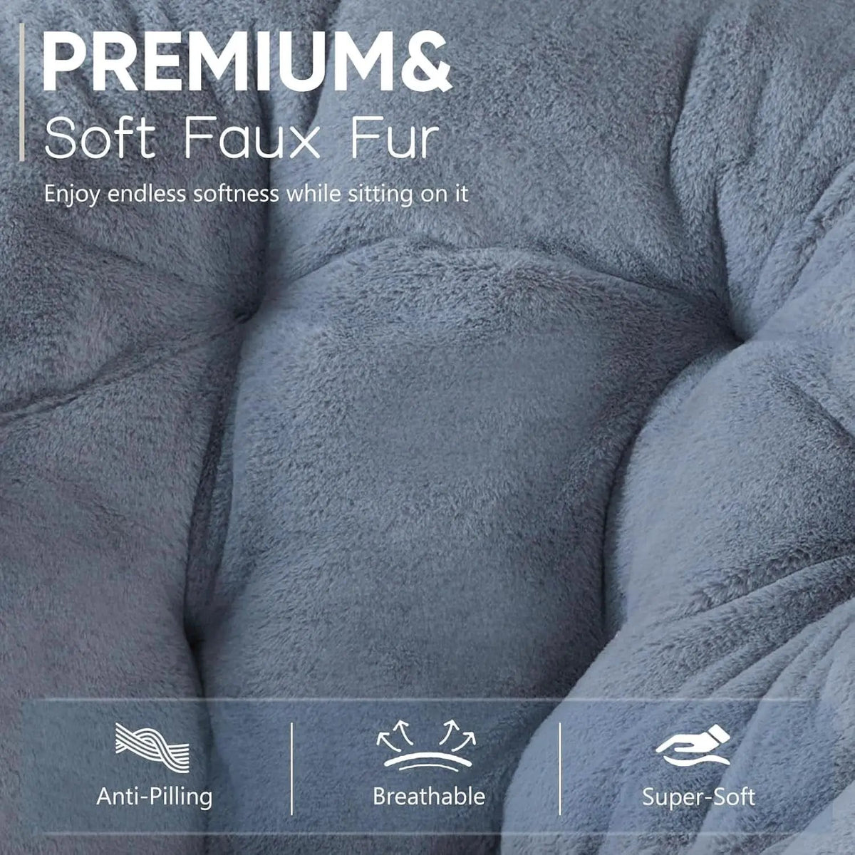 Oversized FauxFur Folding Lounge Chair Charcoal Gray from PriceLows™