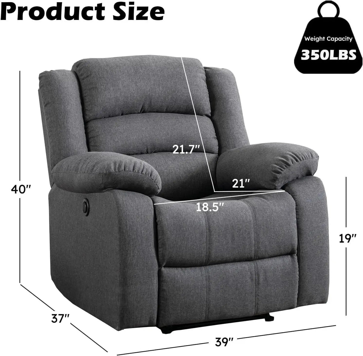 Oversized Grey Electric Recliner Chair For Living Room from PriceLows™
