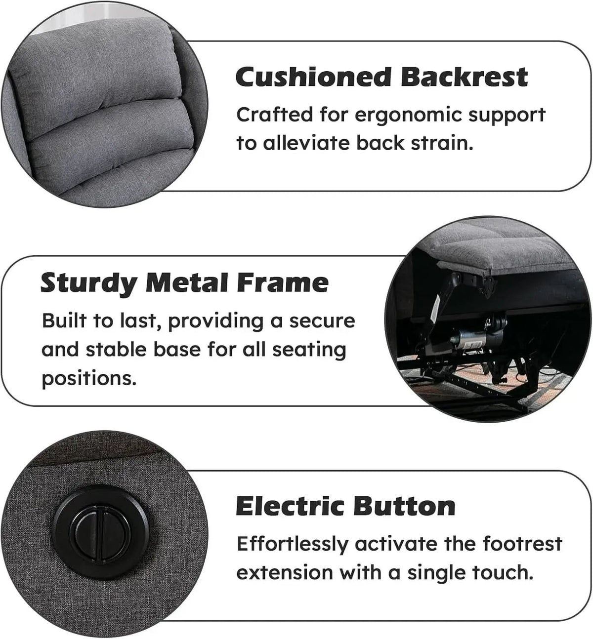 Oversized Grey Electric Recliner Chair For Living Room from PriceLows™
