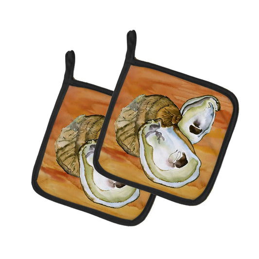 Pot Holder Set of 2 | Heat Resistant Quilted Hot Pads | 7.5 x 7.5 Inch | Oyster Hot and Spicy
