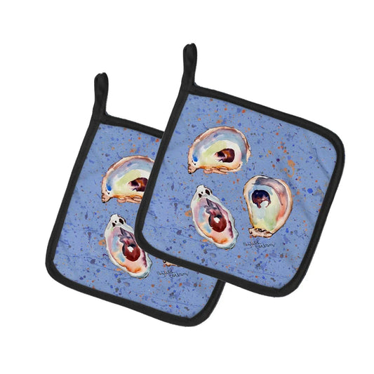 Pot Holder Set of 2 | Heat Resistant Quilted Hot Pads | 7.5 x 7.5 Inch | Oyster (Style 4)