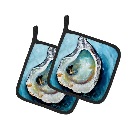 Pot Holder Set of 2 | Heat Resistant Quilted Hot Pads | 7.5 x 7.5 Inch | Oyster (Style 6)
