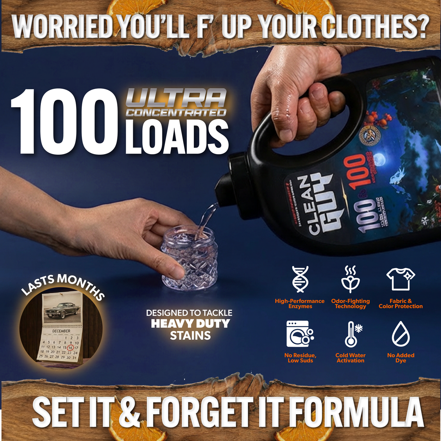 Heavy Duty Premium Laundry Detergent + Built-In Dryer Sheets (100 Loads) - CITRUS & SANDALWOOD from PriceLows™