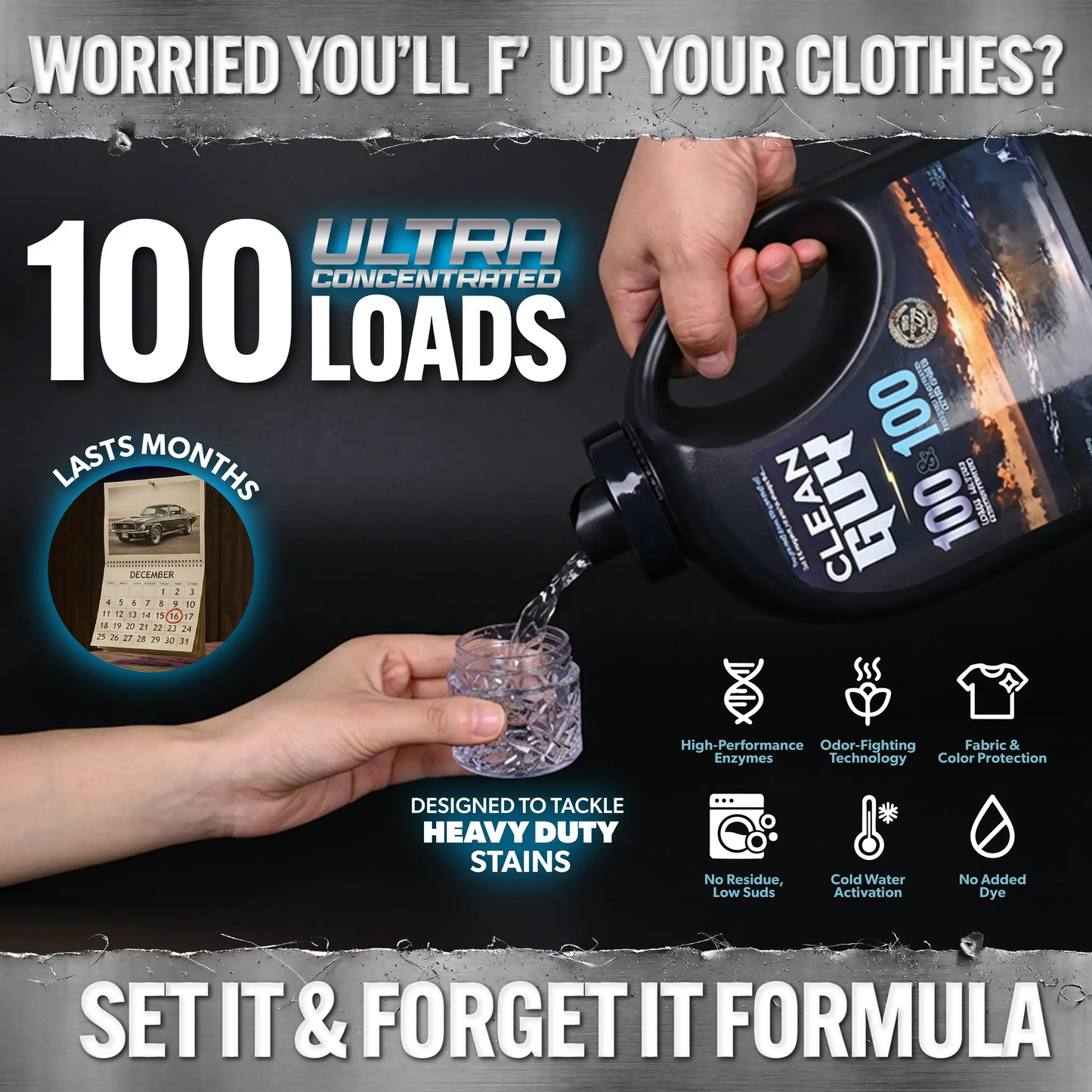Heavy Duty Premium Laundry Detergent + Built-In Dryer Sheets (100 Loads) - FREE & CLEAR from PriceLows™
