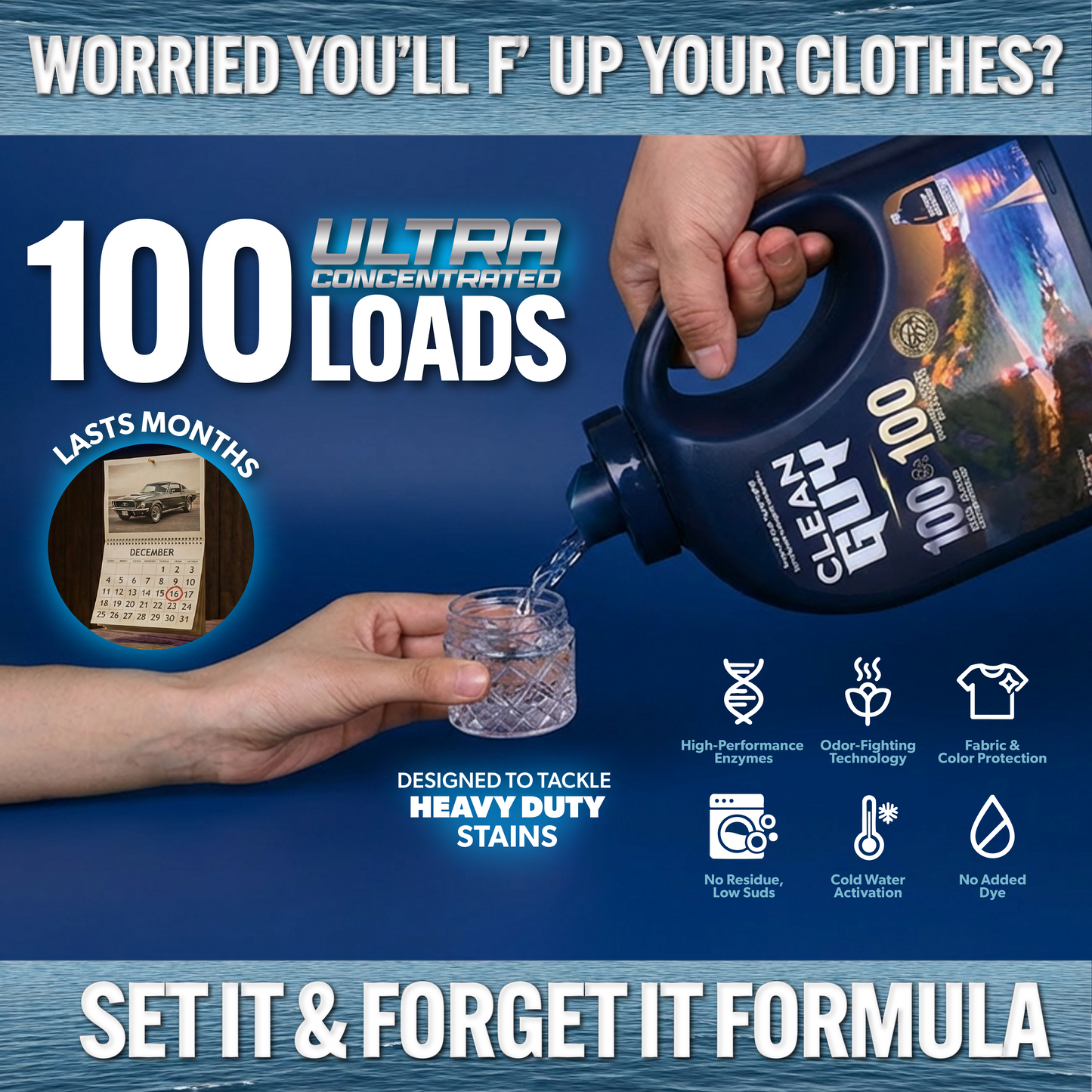 Heavy Duty Premium Laundry Detergent + Built-In Dryer Sheets (100 Loads) - SEA SALT & DRIFTWOOD from PriceLows™