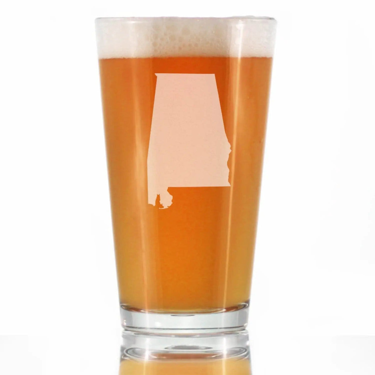 Etched Pint Glass | 16 oz Beer Glass | Dishwasher Safe | Alabama State Outline