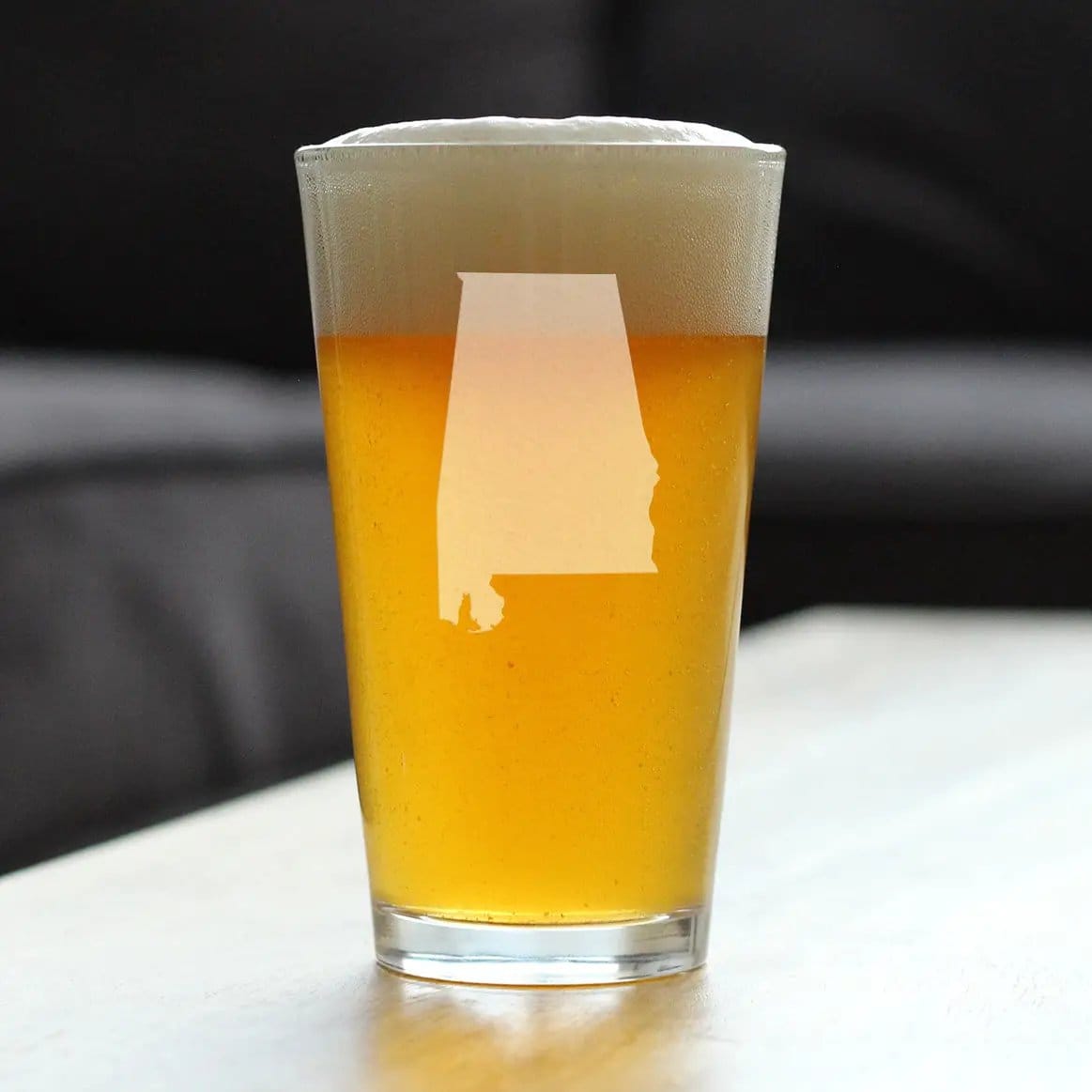 Etched Pint Glass | 16 oz Beer Glass | Dishwasher Safe | Alabama State Outline