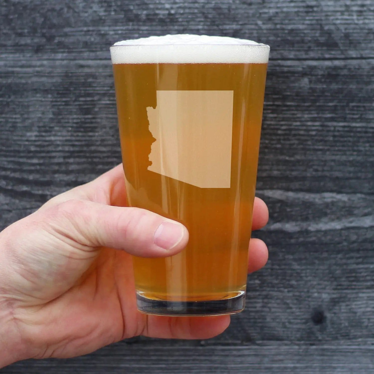 Etched Pint Glass | 16 oz Beer Glass | Dishwasher Safe | Arizona State Outline