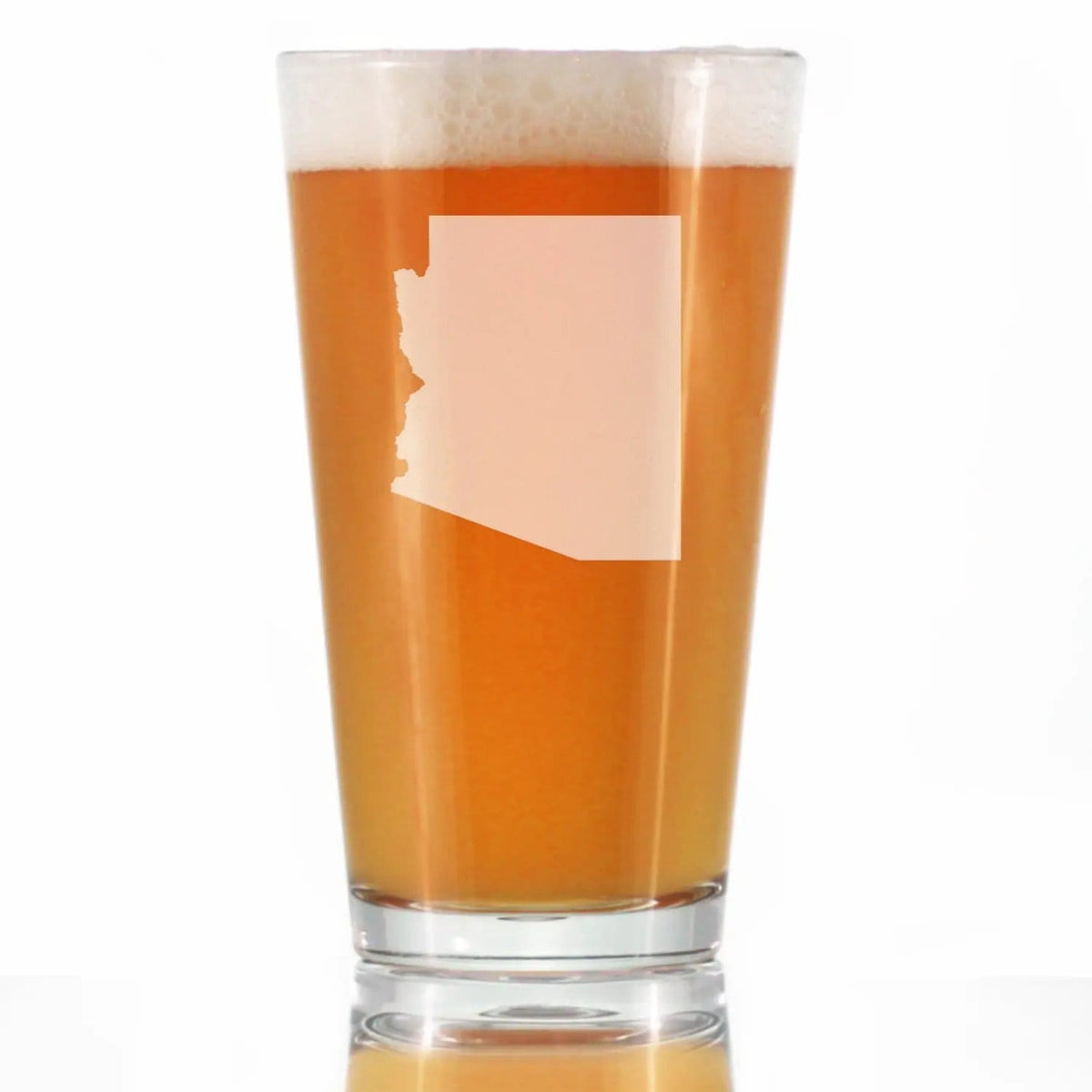 Etched Pint Glass | 16 oz Beer Glass | Dishwasher Safe | Arizona State Outline