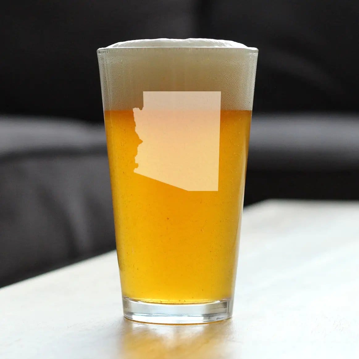 Etched Pint Glass | 16 oz Beer Glass | Dishwasher Safe | Arizona State Outline