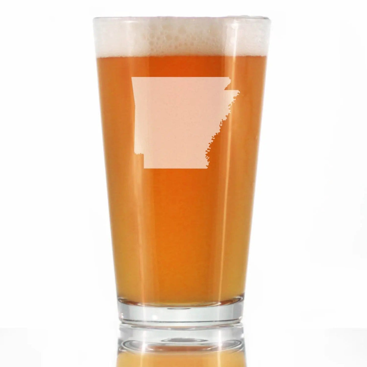 Etched Pint Glass | 16 oz Beer Glass | Dishwasher Safe | Arkansas State Outline