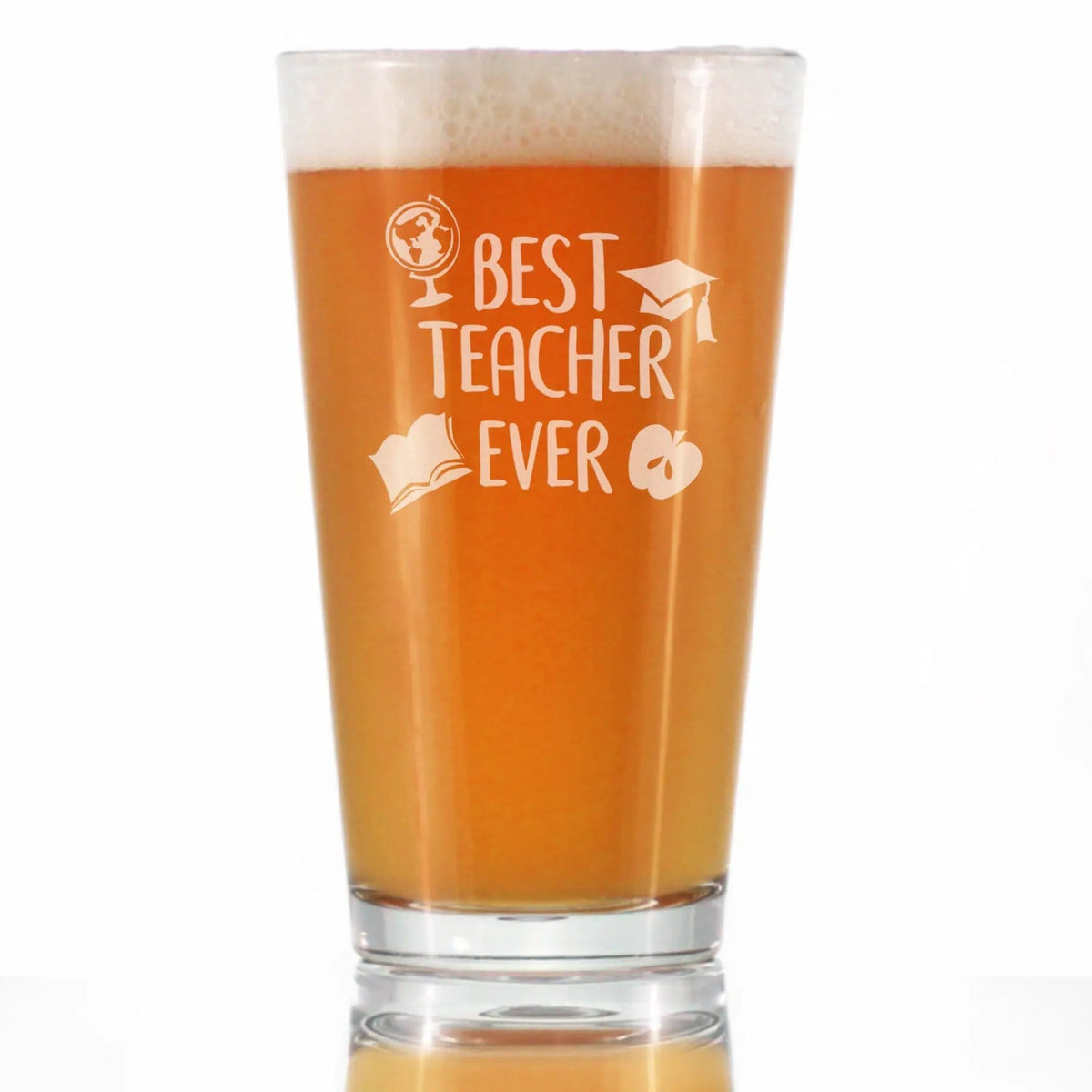 Etched Pint Glass | 16 oz Beer Glass | Dishwasher Safe | Best Teacher Ever