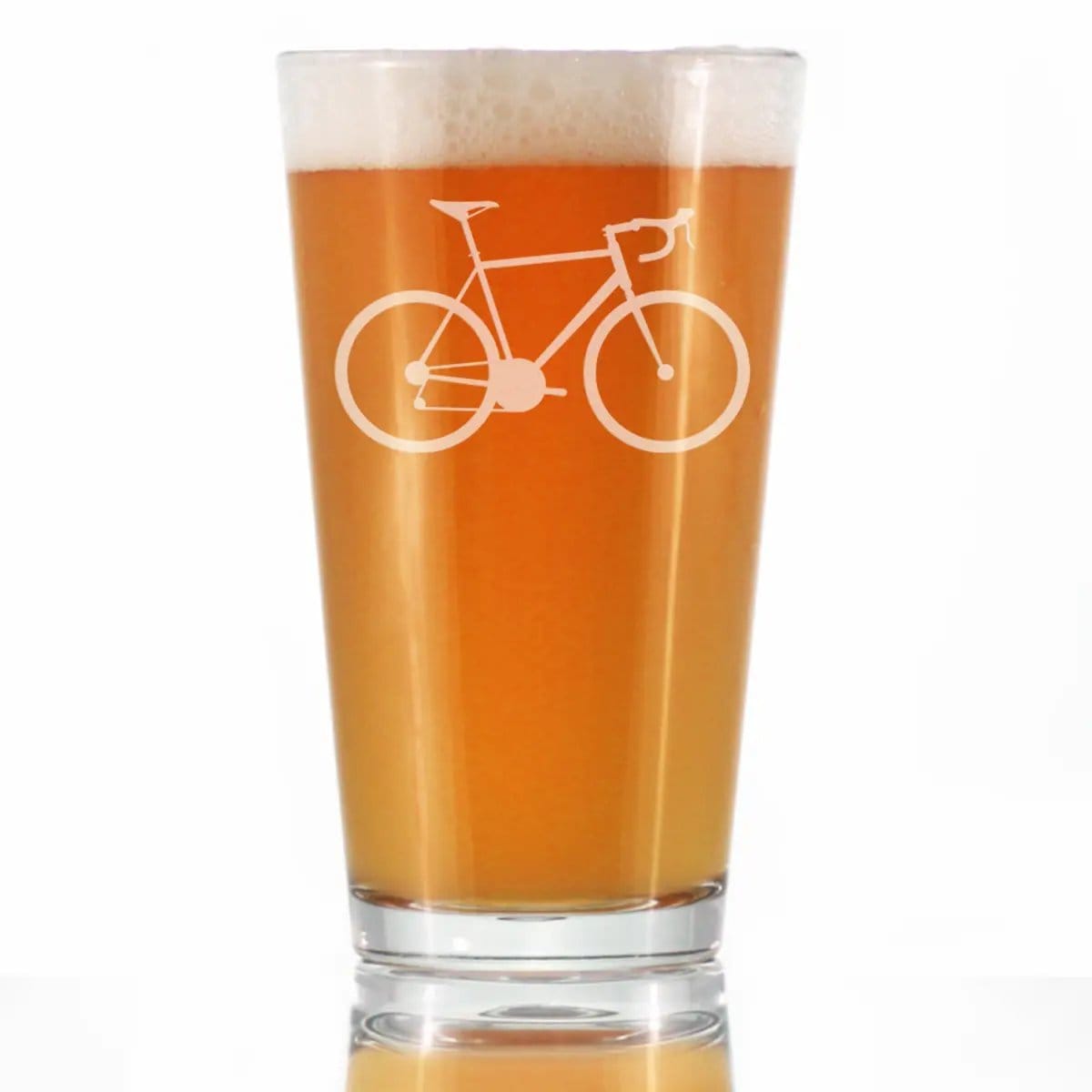 Etched Pint Glass | 16 oz Beer Glass | Dishwasher Safe | Bicycle