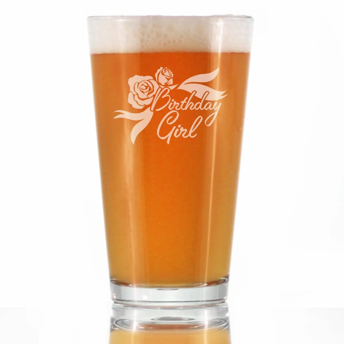 Etched Pint Glass | 16 oz Beer Glass | Dishwasher Safe | Birthday Girl