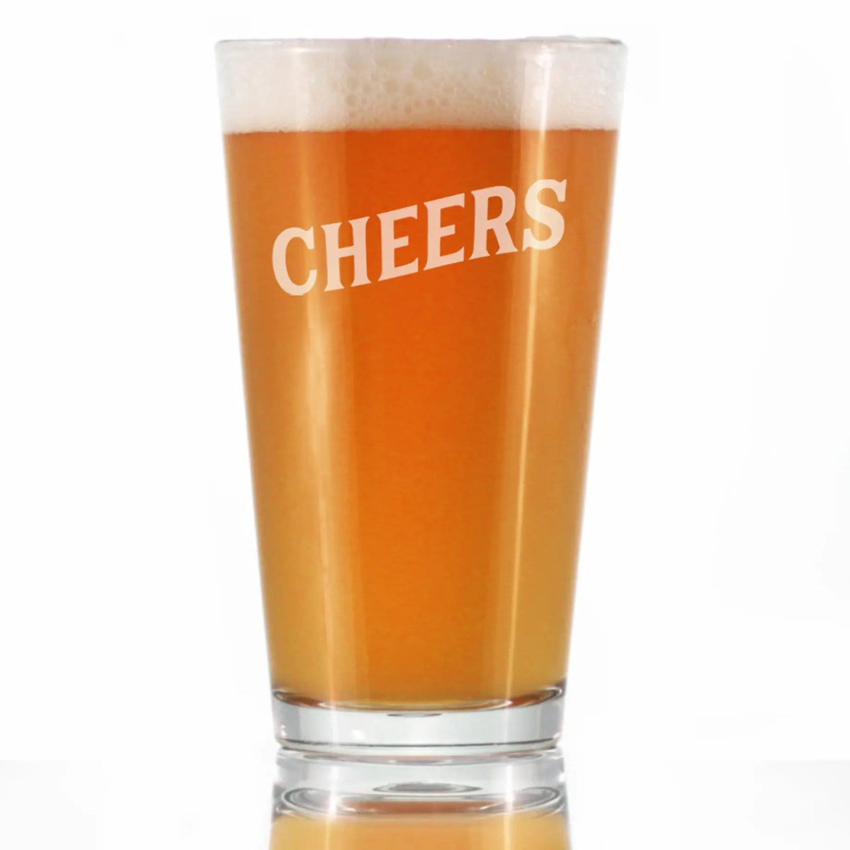 Etched Pint Glass | 16 oz Beer Glass | Dishwasher Safe | Cheers