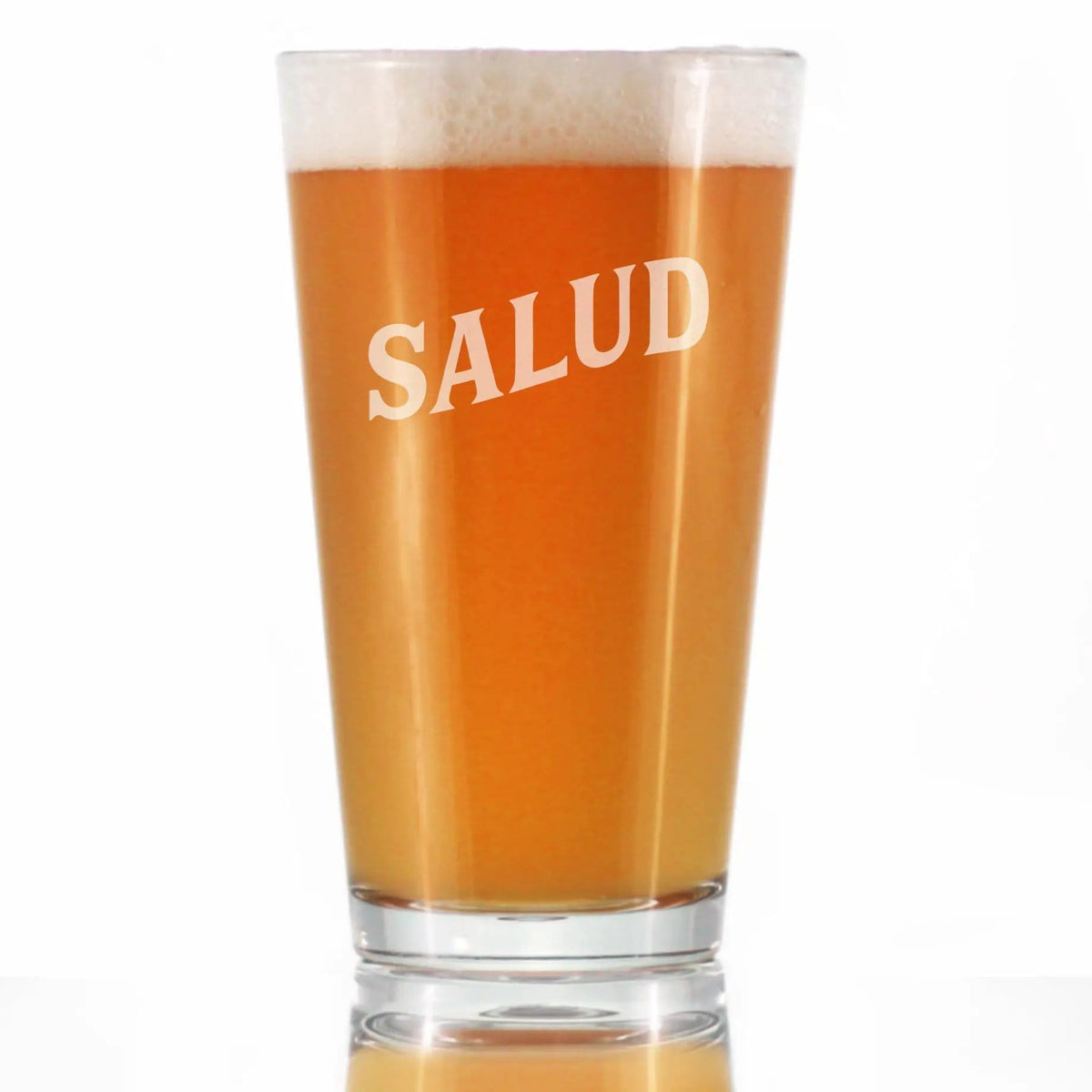 Etched Pint Glass | 16 oz Beer Glass | Dishwasher Safe | Salud - Spanish Cheers