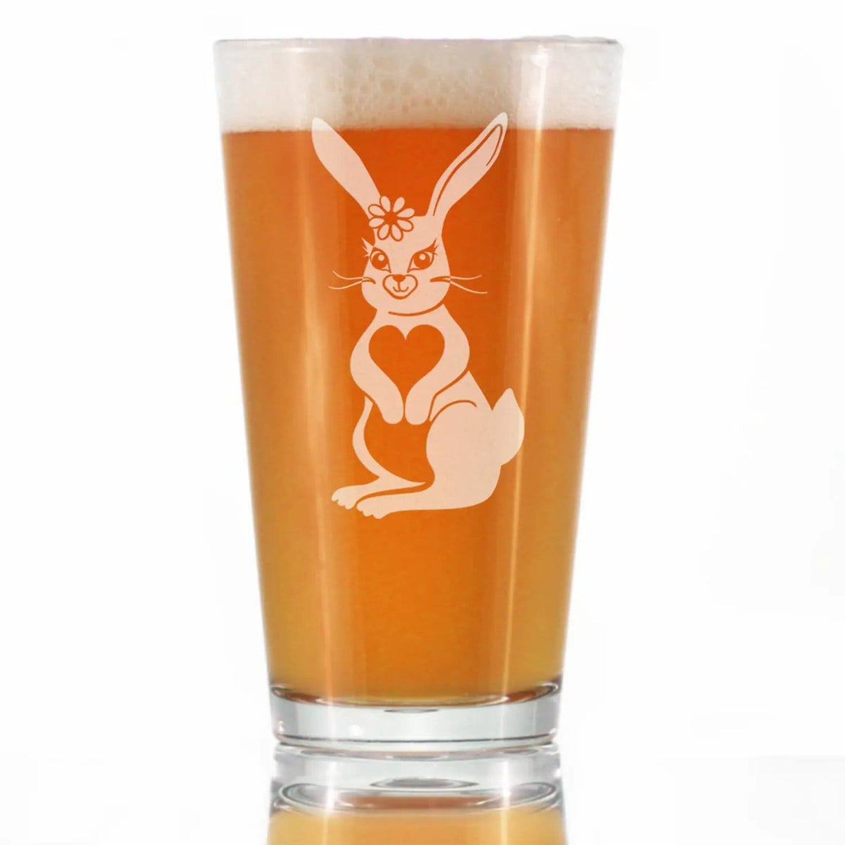 Etched Pint Glass | 16 oz Beer Glass | Dishwasher Safe | Bunny Rabbit
