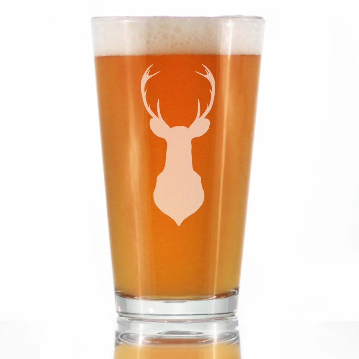 Etched Pint Glass | 16 oz Beer Glass | Dishwasher Safe | Deer Head
