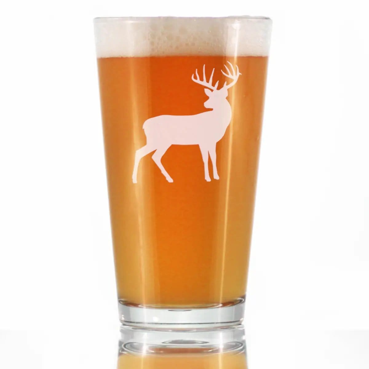 Etched Pint Glass | 16 oz Beer Glass | Dishwasher Safe | Deer