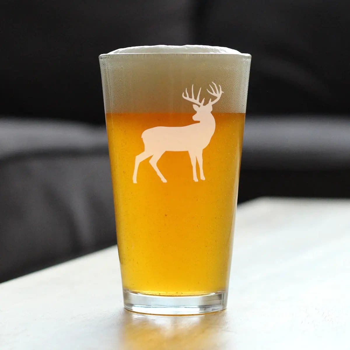 Etched Pint Glass | 16 oz Beer Glass | Dishwasher Safe | Deer