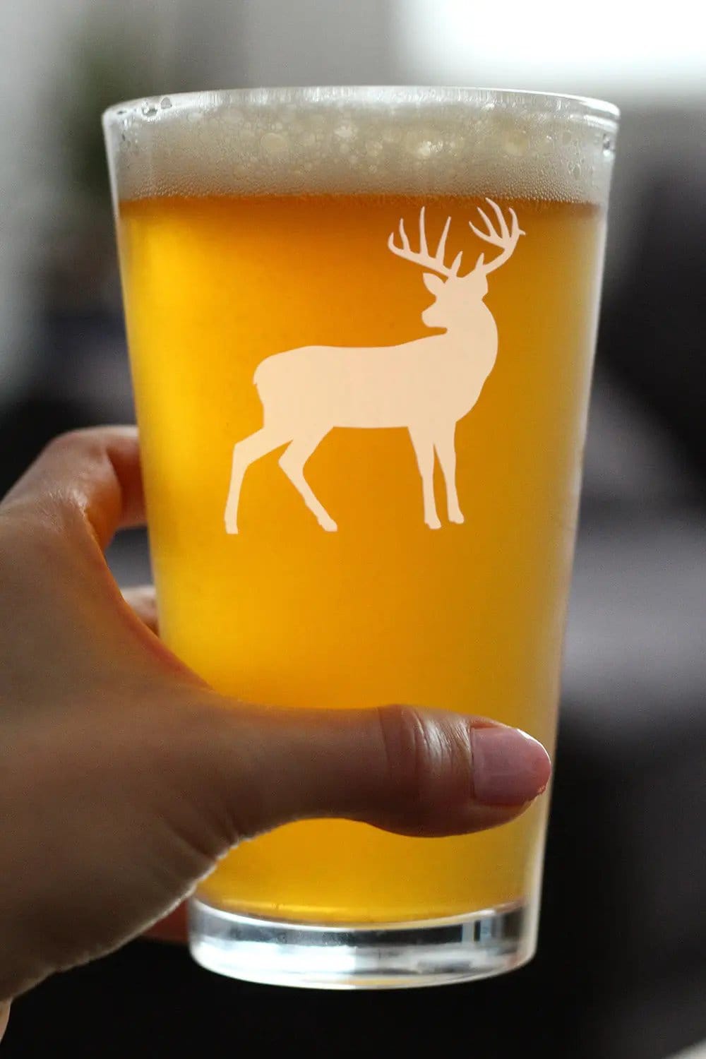 Etched Pint Glass | 16 oz Beer Glass | Dishwasher Safe | Deer