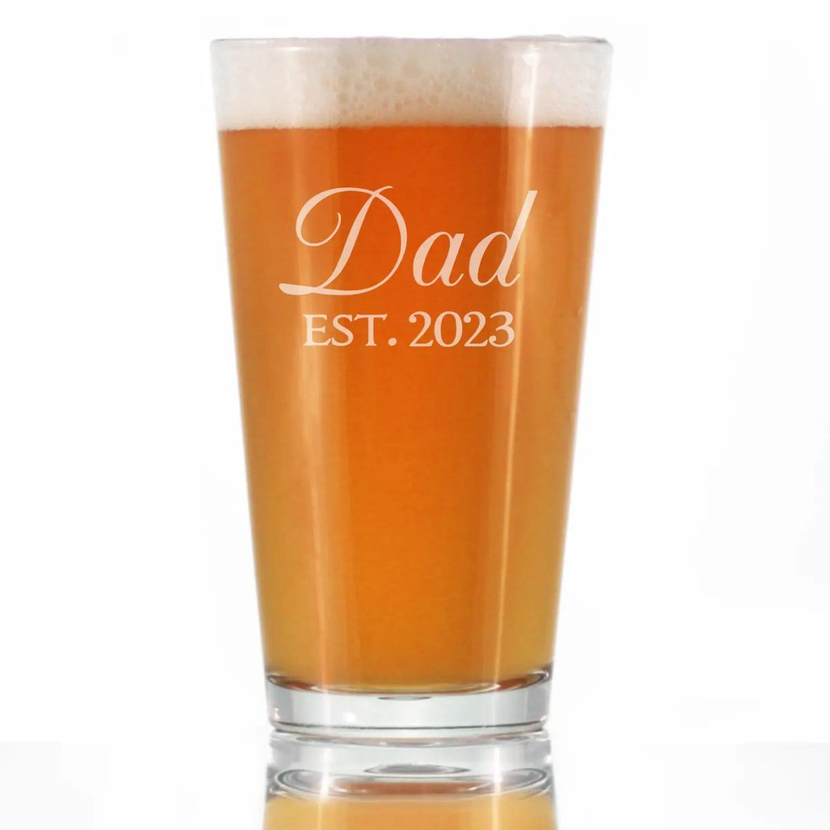 Etched Pint Glass | 16 oz Beer Glass | Dishwasher Safe | Dad Est. 2023 - Decorative