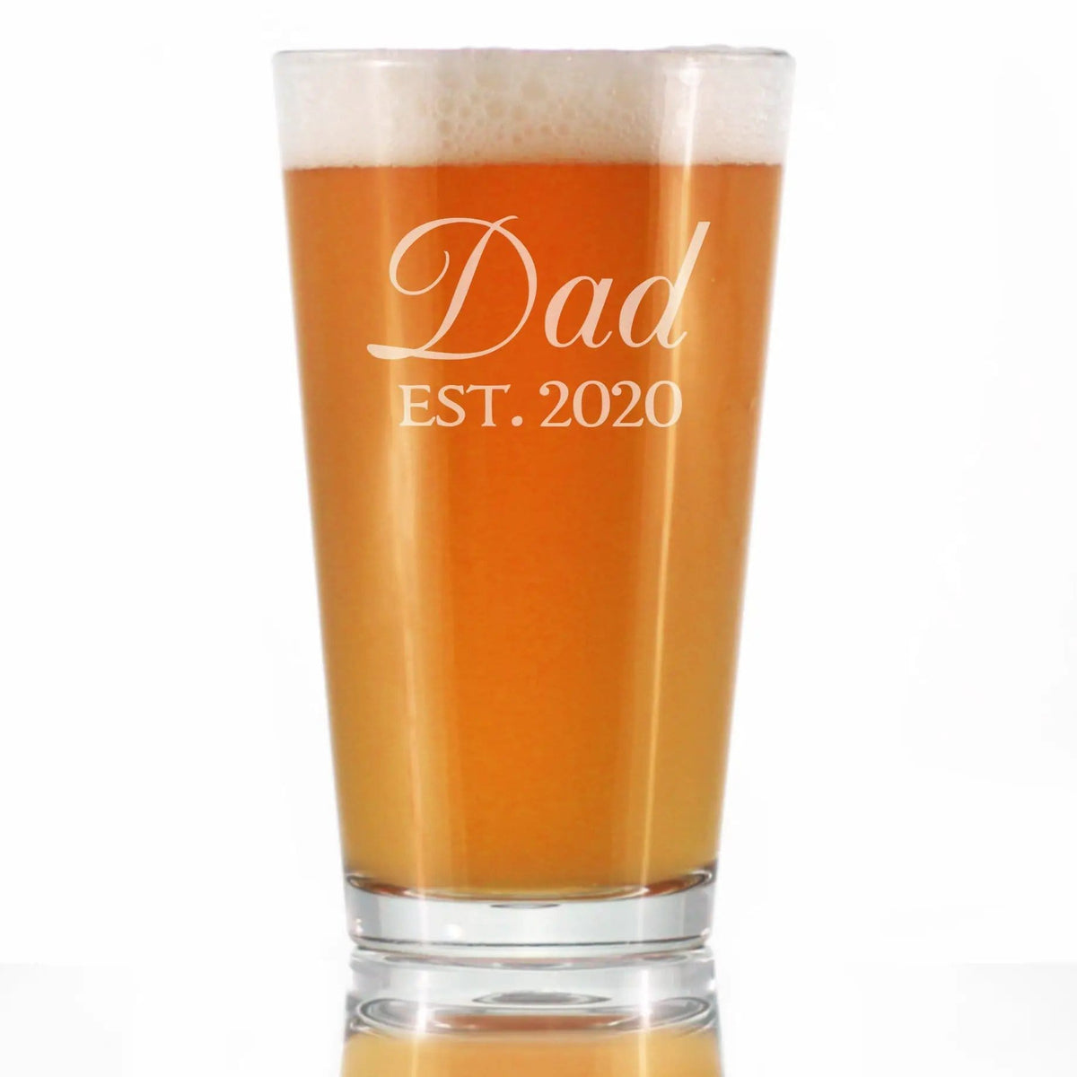 Etched Pint Glass | 16 oz Beer Glass | Dishwasher Safe | Dad Est 2020 - New Father (Style 2)