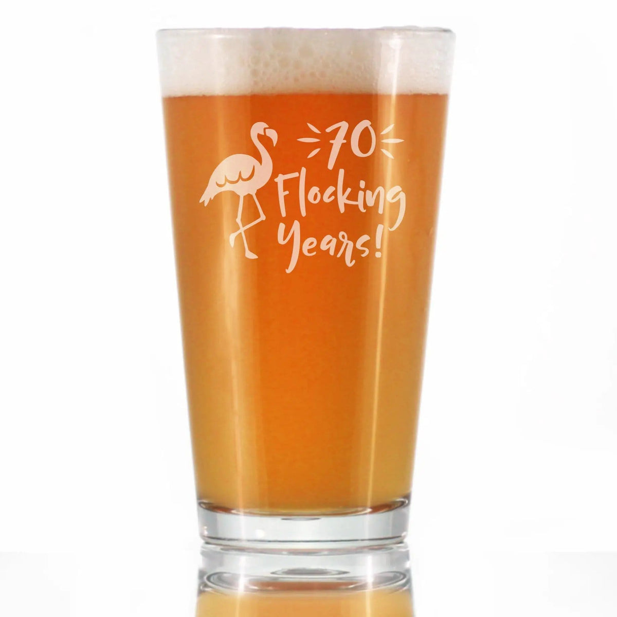 Etched Pint Glass | 16 oz Beer Glass | Dishwasher Safe | 70 Flocking Years