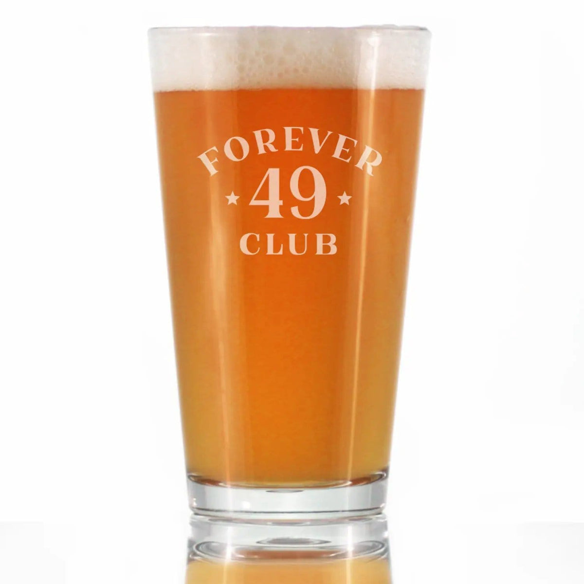 Etched Pint Glass | 16 oz Beer Glass | Dishwasher Safe | Forever 49 Club