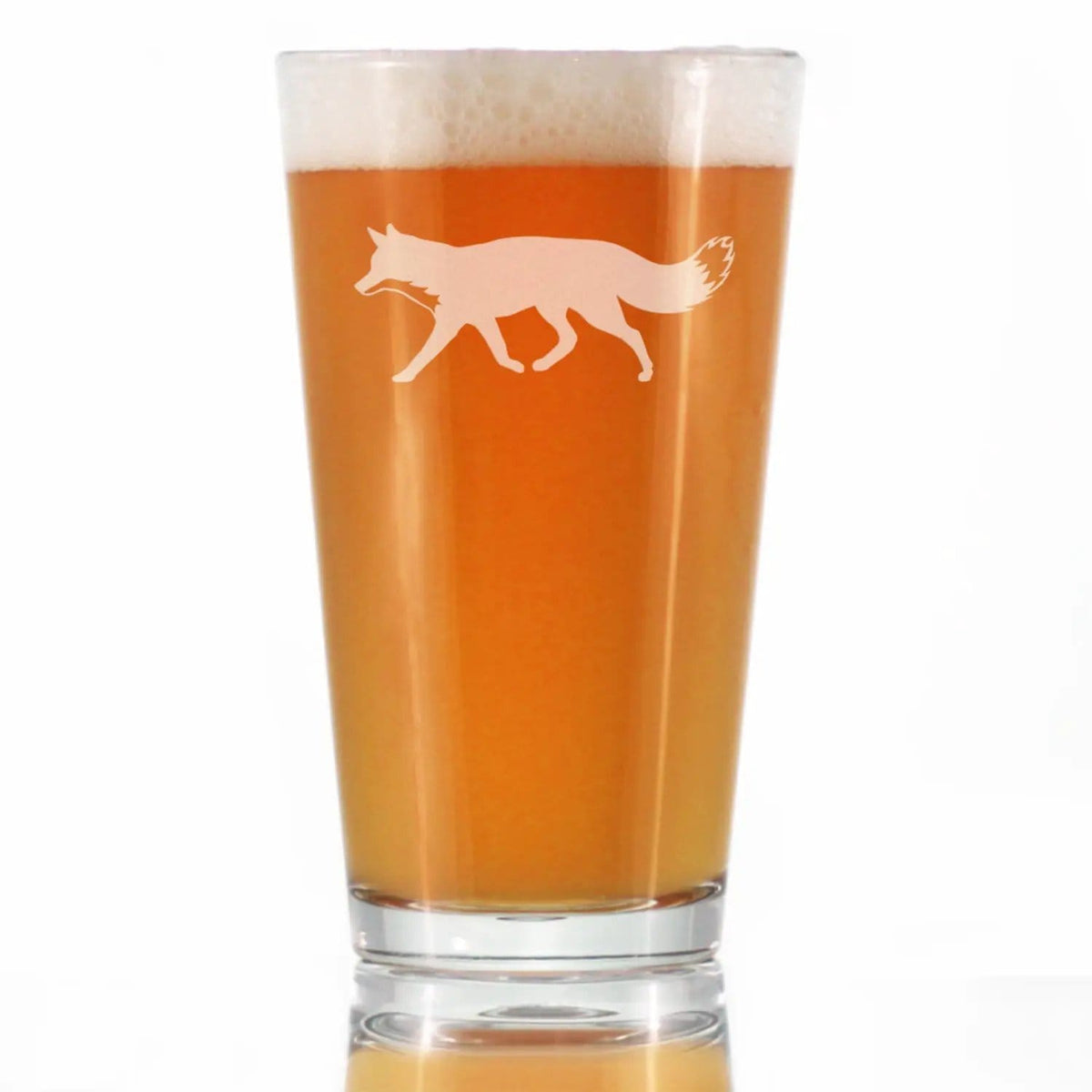 Etched Pint Glass | 16 oz Beer Glass | Dishwasher Safe | Fox Silhouette