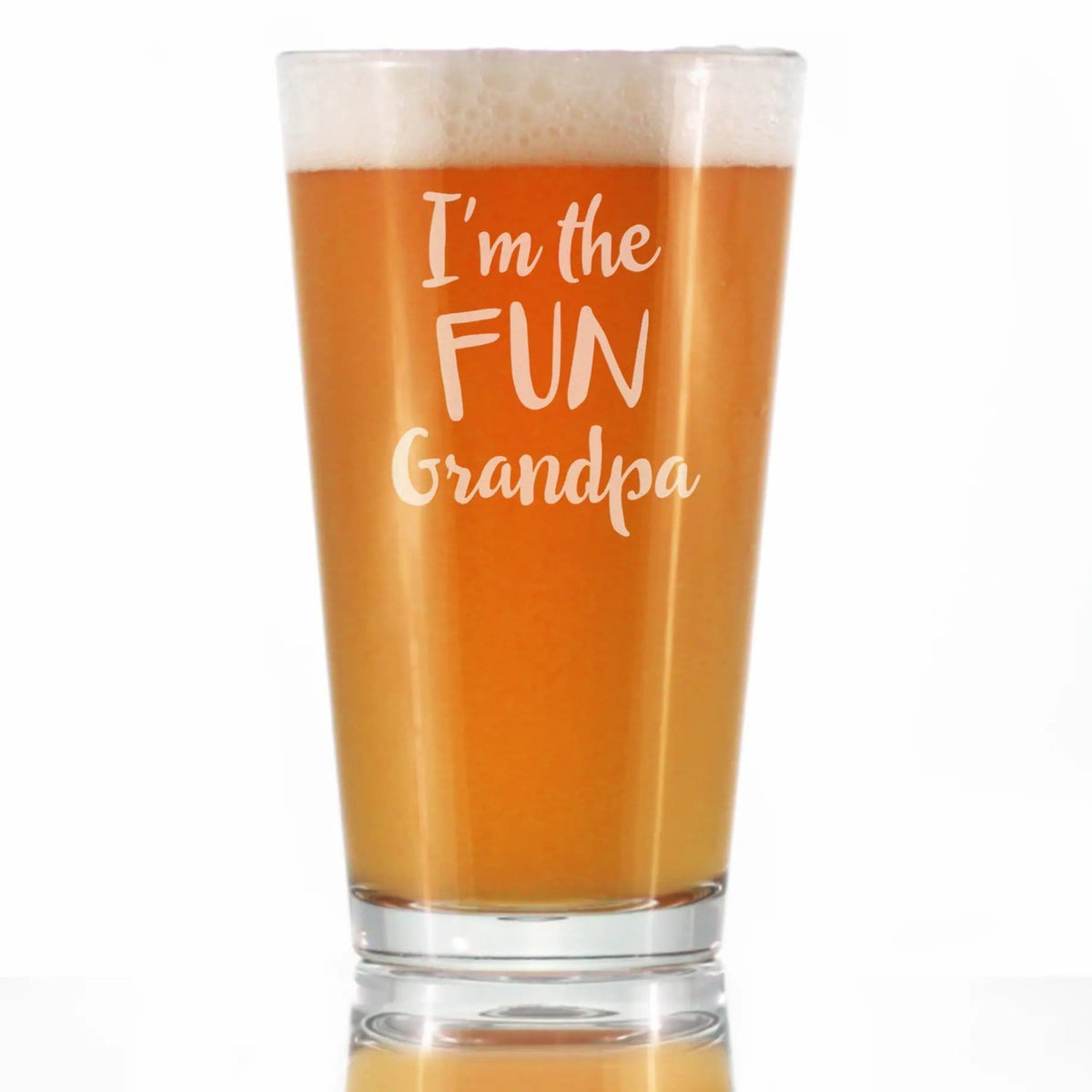 Etched Pint Glass | 16 oz Beer Glass | Dishwasher Safe | I'm the Fun Grandpa