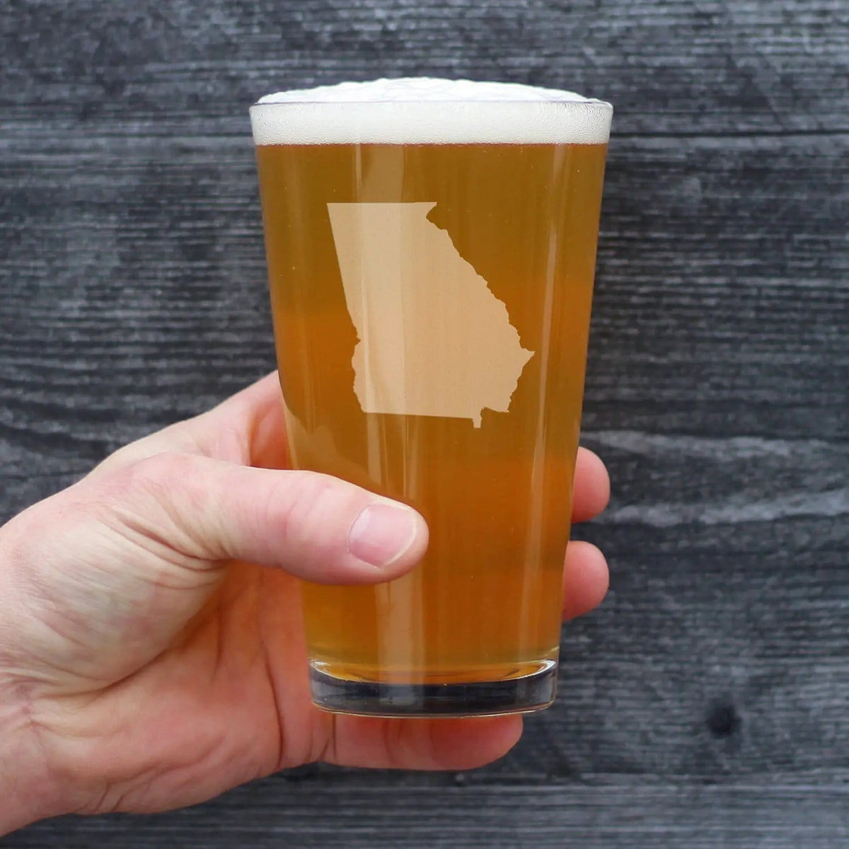 Etched Pint Glass | 16 oz Beer Glass | Dishwasher Safe | Georgia State Outline