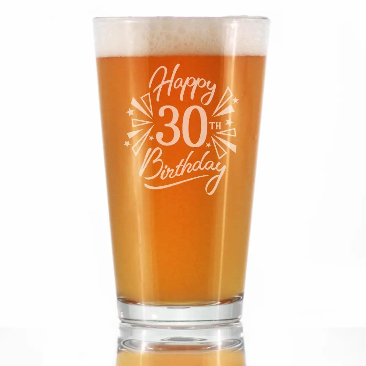 Etched Pint Glass | 16 oz Beer Glass | Dishwasher Safe | Happy 30th Birthday