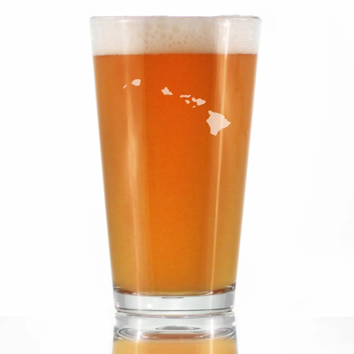 Etched Pint Glass | 16 oz Beer Glass | Dishwasher Safe | Hawaii State Outline