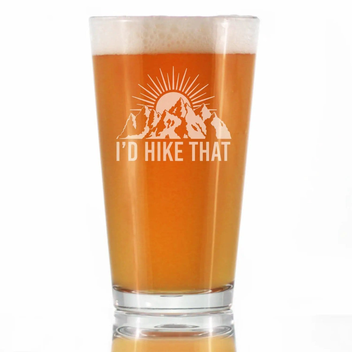 Etched Pint Glass | 16 oz Beer Glass | Dishwasher Safe | I'd Hike That