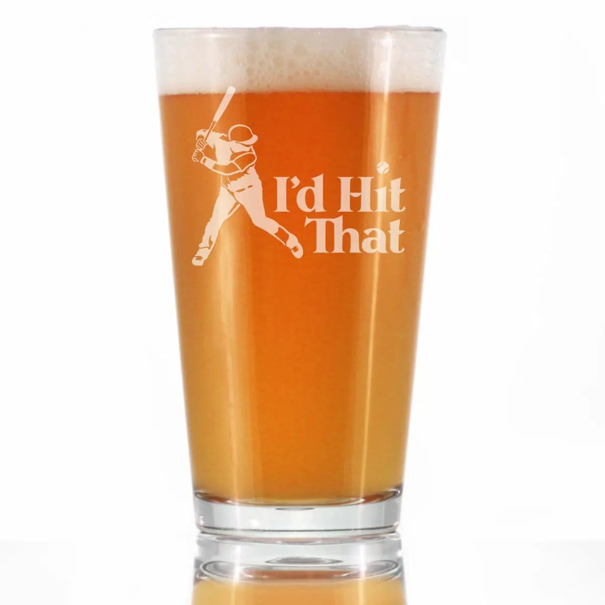 Etched Pint Glass | 16 oz Beer Glass | Dishwasher Safe | I'd Hit That (Style 2)
