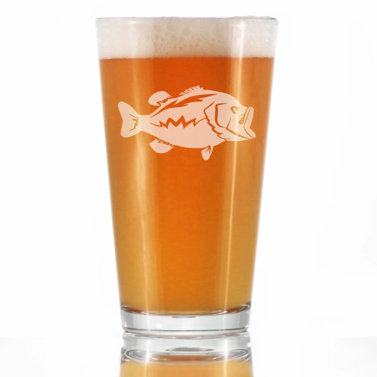 Etched Pint Glass | 16 oz Beer Glass | Dishwasher Safe | Largemouth Bass
