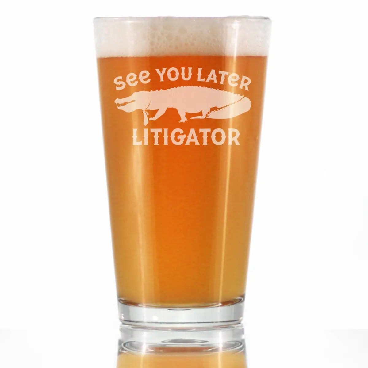 Etched Pint Glass | 16 oz Beer Glass | Dishwasher Safe | See You Later Litigator