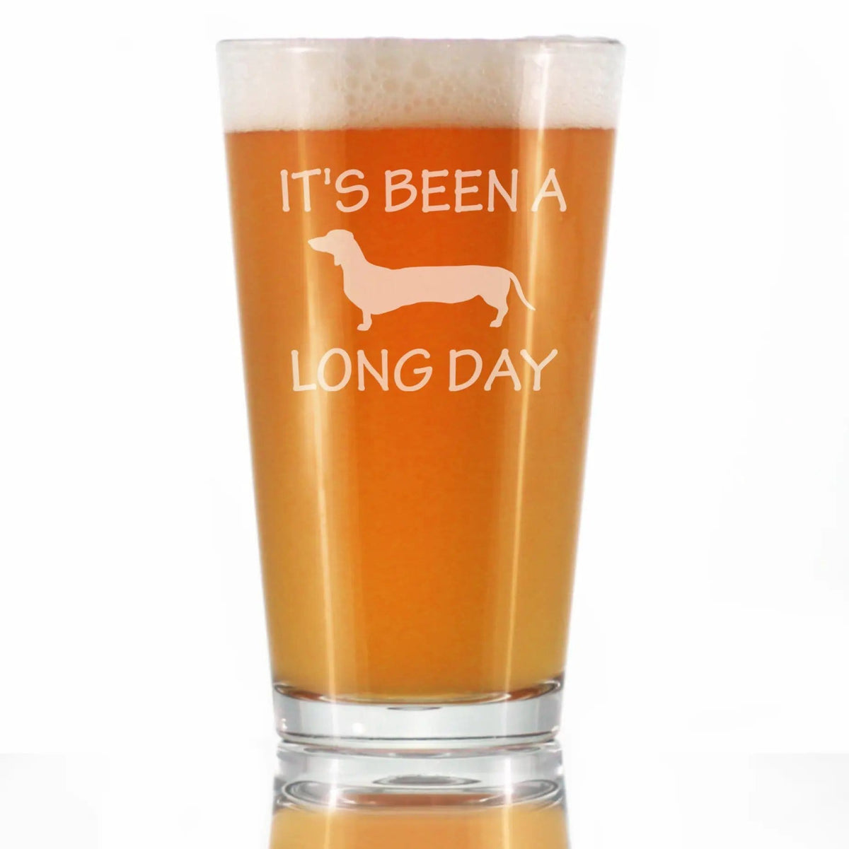 Etched Stemless Wine Glass | 17 oz | Dishwasher Safe | It's Been a Long Day - Cute Dachshund Engraved